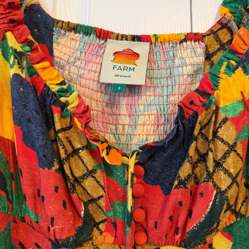 Farm Rio x Anthropologie Fruit Salad Midi Dress S - Picture 7 of 10